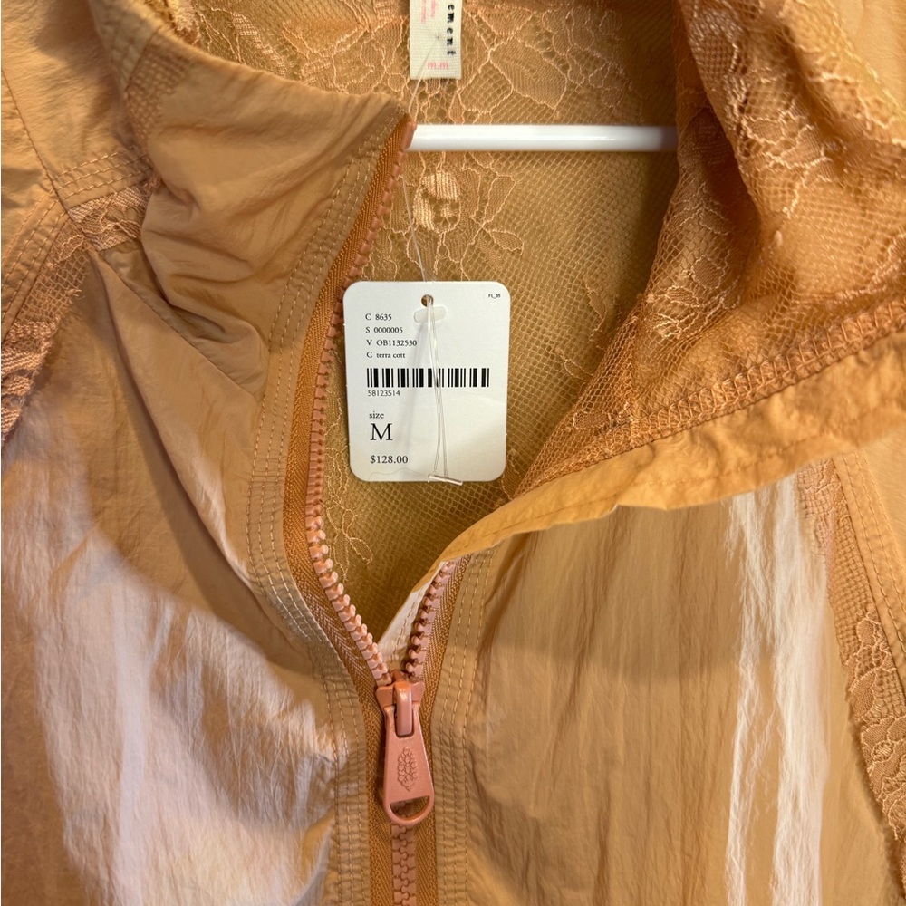 FP Movement by Free People Namaslay Tiered Lace Detail Peach Utility Jacket - Picture 5 of 5